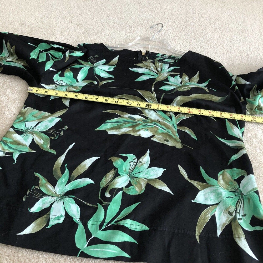 Lauren Ralph Lauren Blouse Size Large Tropical Leaf Print 3/4 Balloon Sleeve - Picture 6 of 7